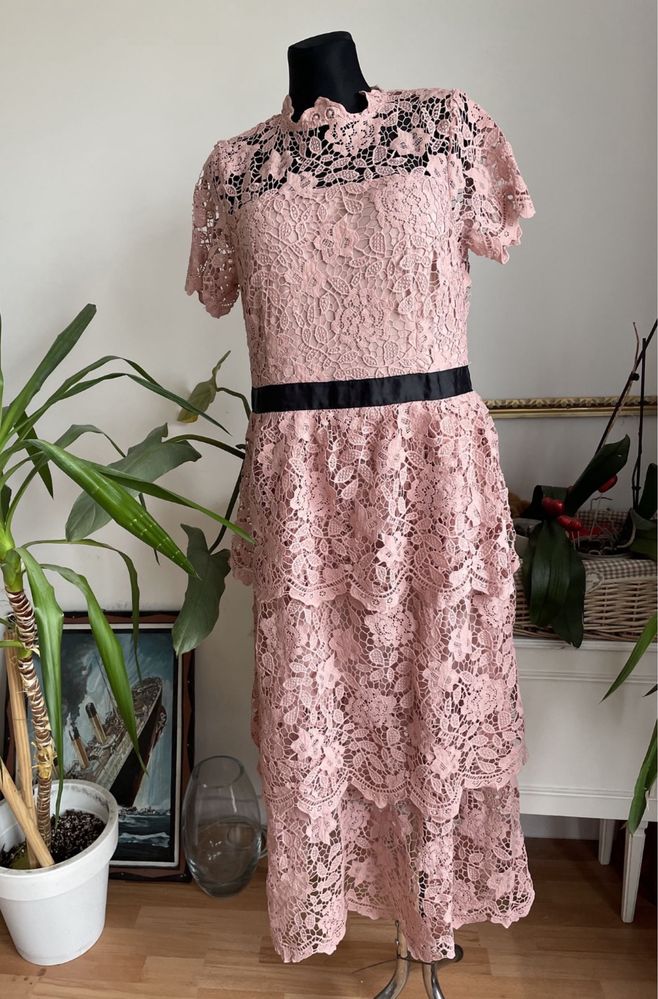 Boohoo koronkowa sukienka midaxi midi ażurowa  44 xxl 46 3 xl