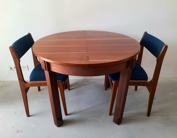 Stół okrągły rozkładany + komplet krzeseł