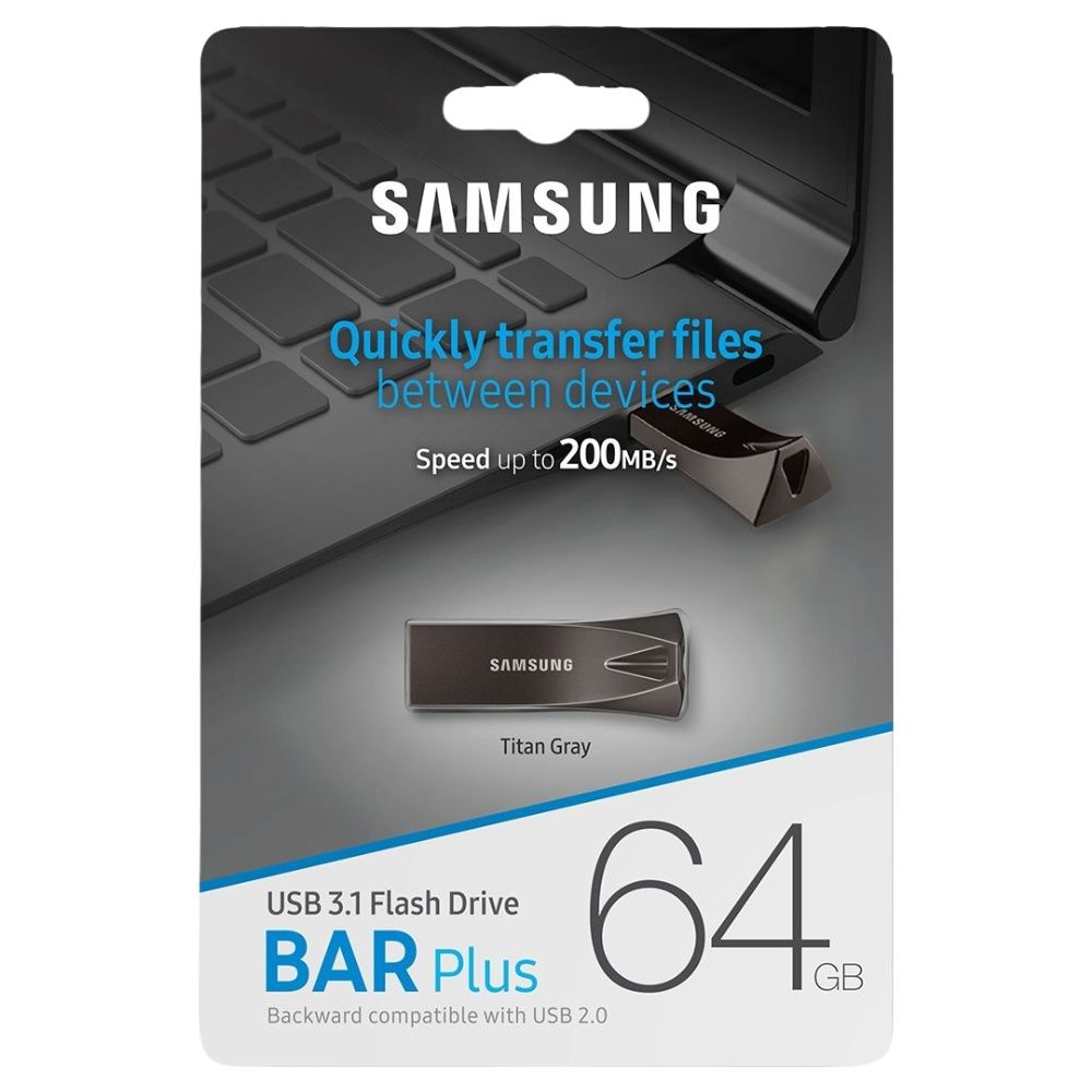 Nowy Pendrive Samsung BAR Plus 64 GB USB 3.1 Titan Gray