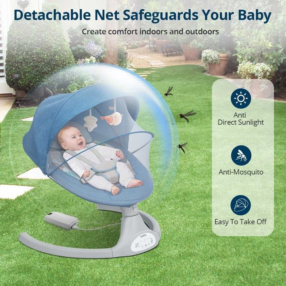 Bioby Elektryczny Bujaczek leżaczek 5 Trybów 2-9 kg Bluetooth