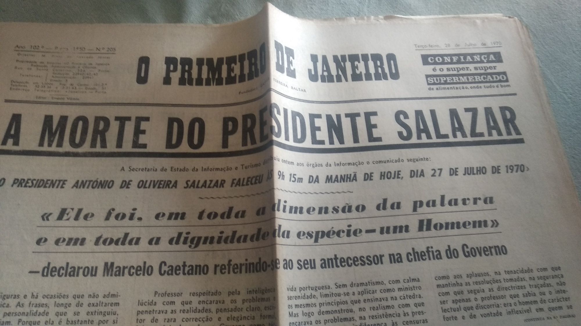 Jornais morte Prof Dr Antônio Oliveira Salazar