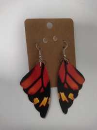 Kolczyki Motyle Nowe 6cm pomarańczowy czarny