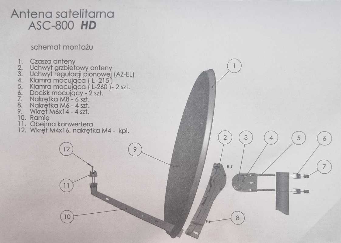 Antena satelitarna 80cm + konwerter Twin, NOWA