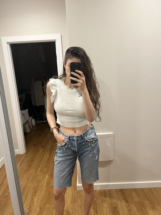 Spodenki z dlugą nogawką - jeansowe S