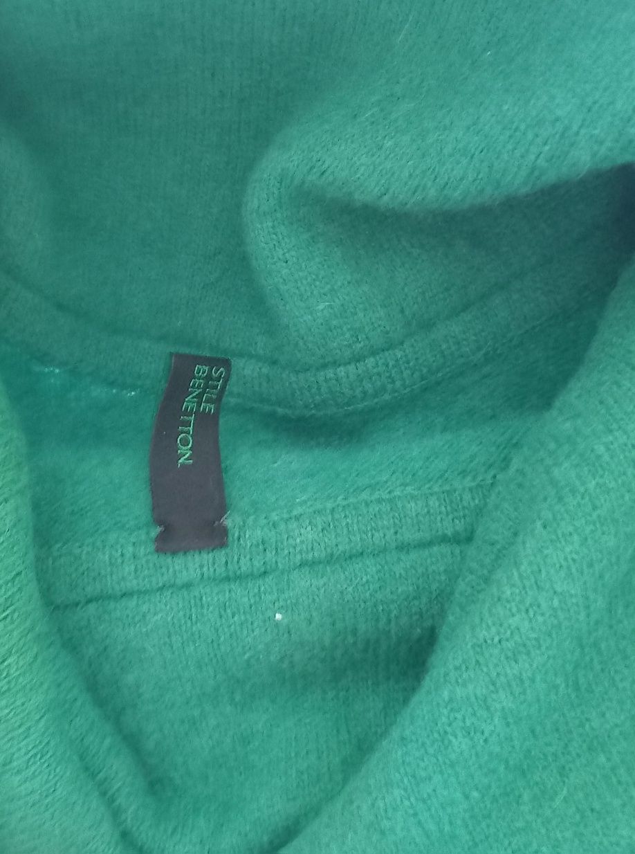 Camisola lã S(Bennetton)gola verde