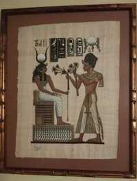 Papirus , obraz, pięknie oprawiony w ramę, z Egiptu