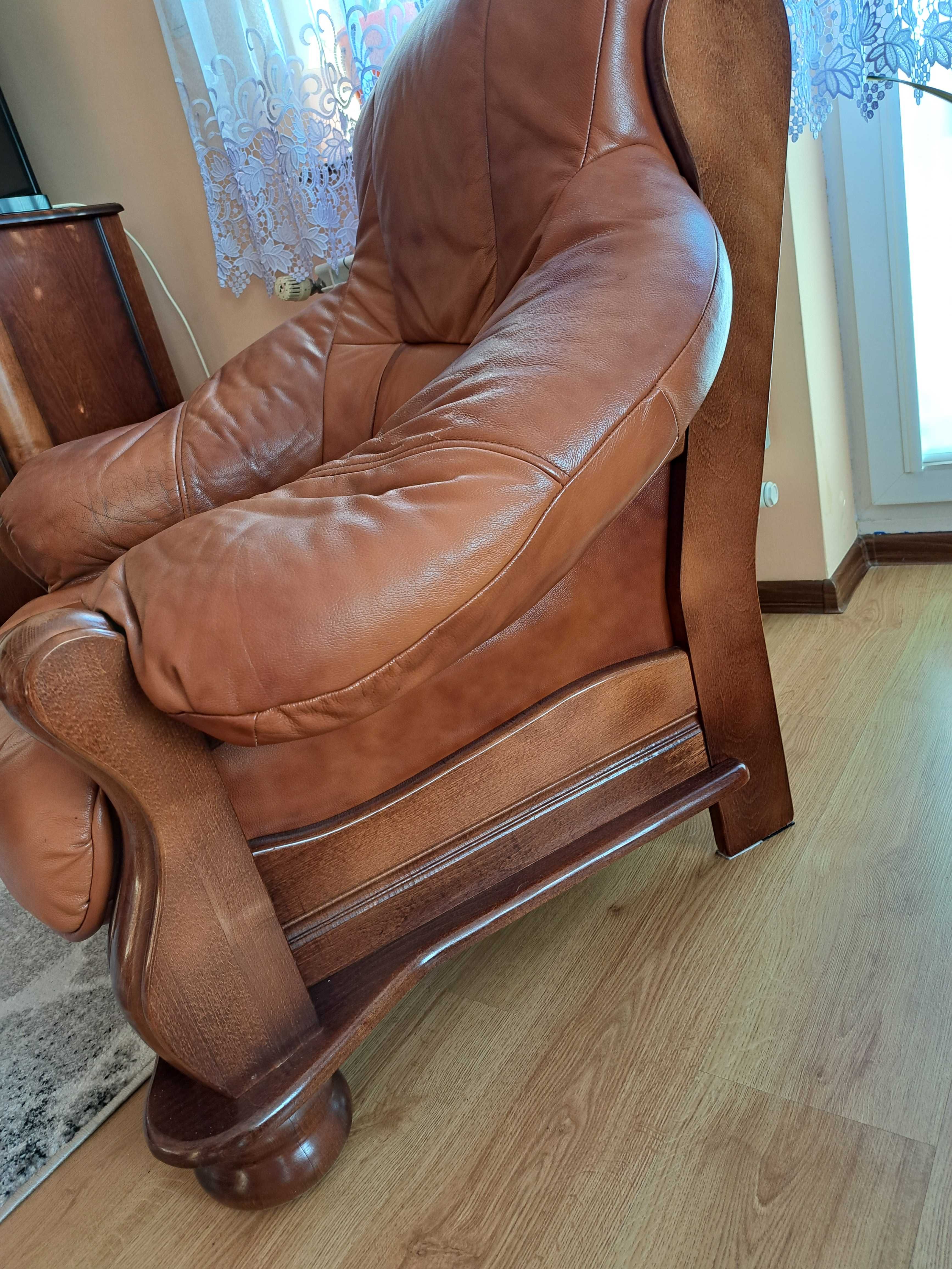 Sofa skórzana z dwoma fotelami
