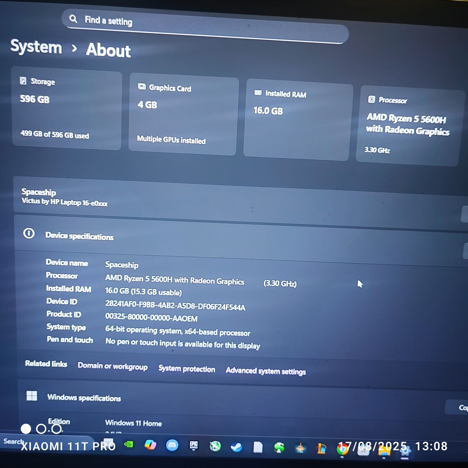 Hp victus 144 hz rtx 3050 + ryzen 5600h 16gb ram 500gb ssd