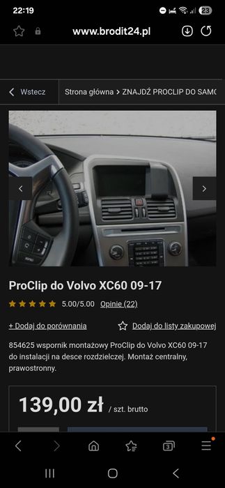 uchwyt na telefon brodit do volvo xc60
