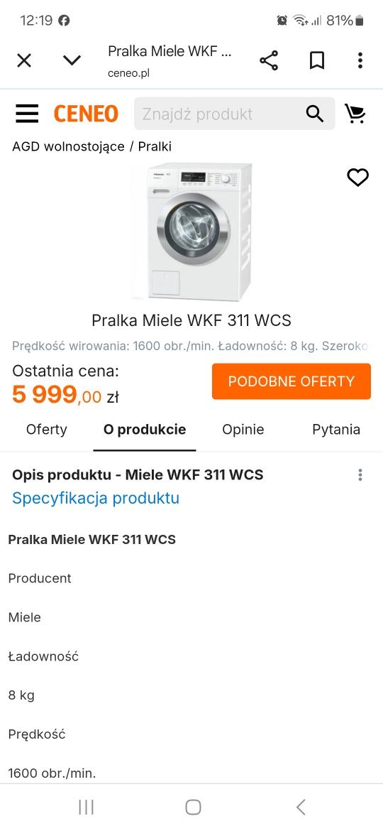 Pralka Miele W1! Gwarancja i transport w cenie ‼️
