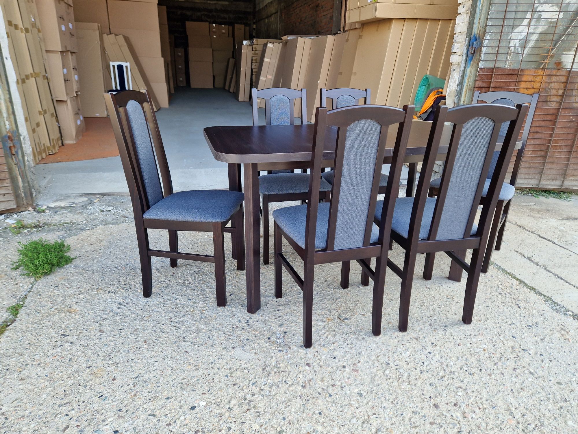 Nowe: Stół 80x140/180 + 6 krzeseł, wenge+grafit, dostawa PL