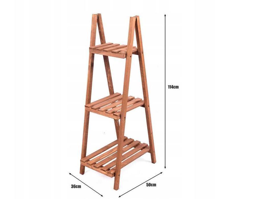 Piękny DREWNIANY Stojak na Kwiaty Kwietnik Drabinka 114 cm Wysyłka 0zł