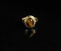 Złoto 585 - złoty pierścionek kamień tygrysie oko rozm 16
