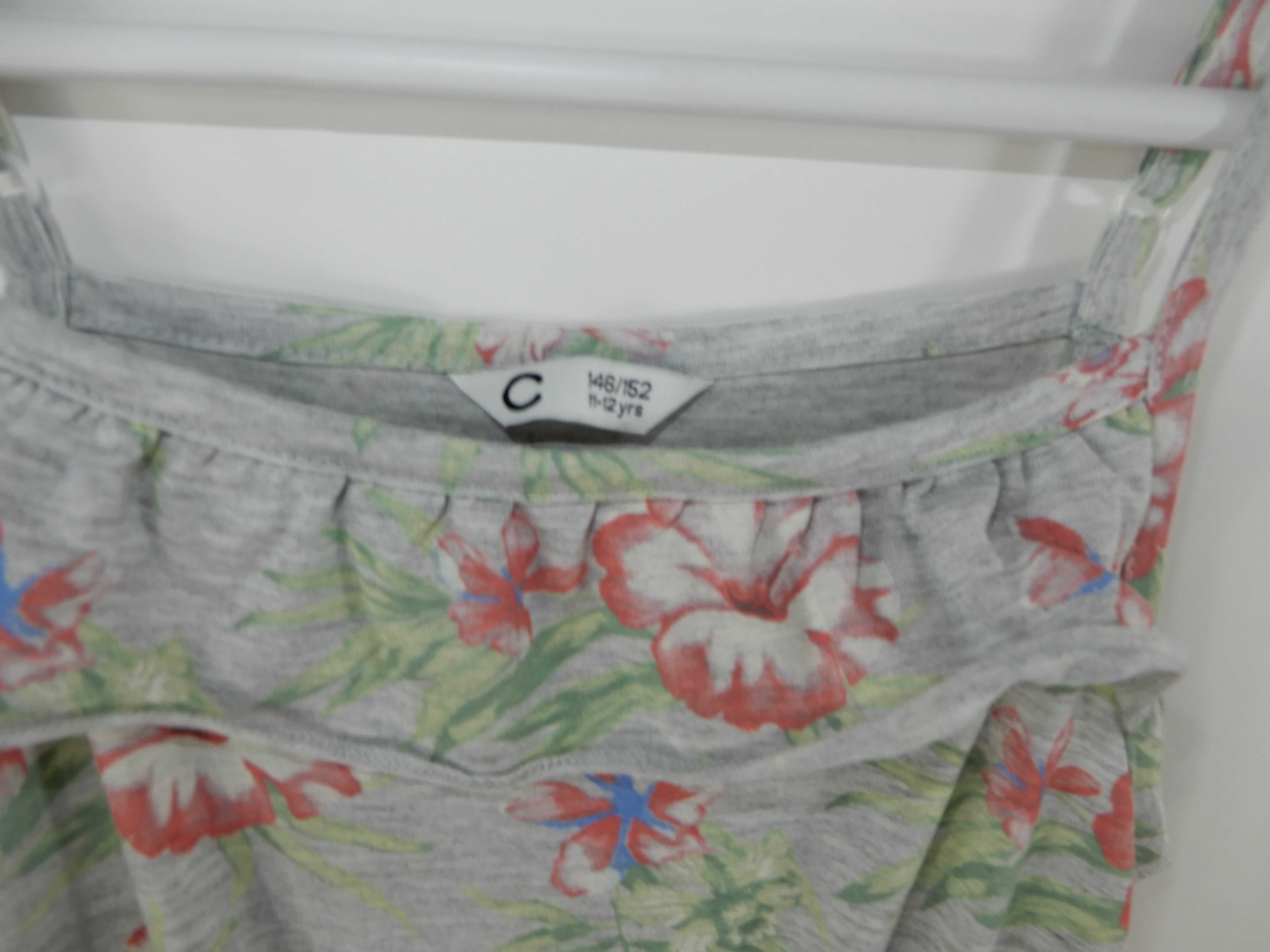 Sukienka maxi szara w kwiaty wiosna lato casual Cubus 146 152