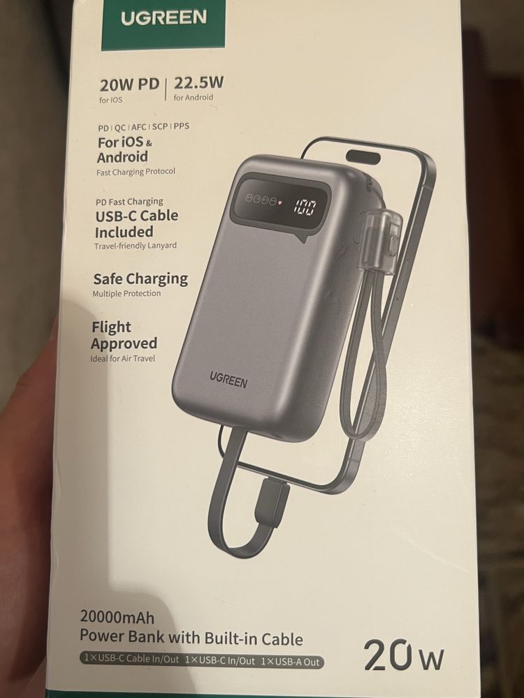 Baseus Qpow 3power bank павербанк 20 000 с кабелем / UGREEN nexode