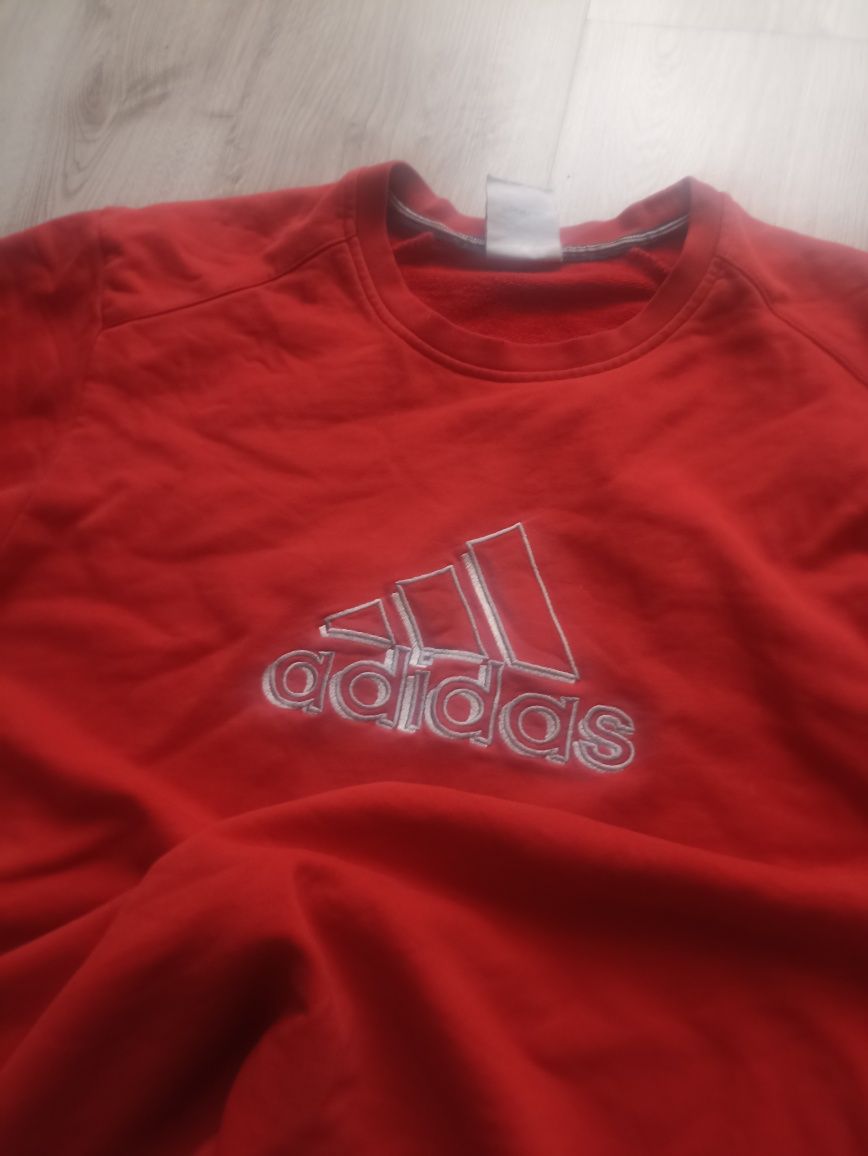 czerwony crewneck adidas vintage 90s oldschool męski boxy