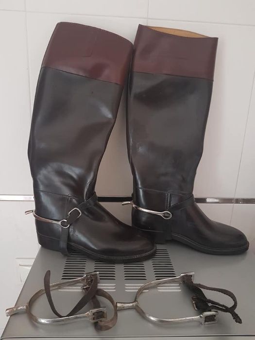 Botas de montar Aigle (original). Em preto e castanho. Nº 37.