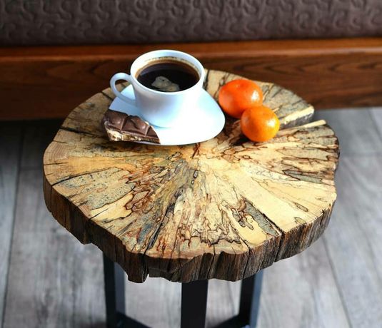 Кавовий столик, приліжковий столик дерев'яний лофт