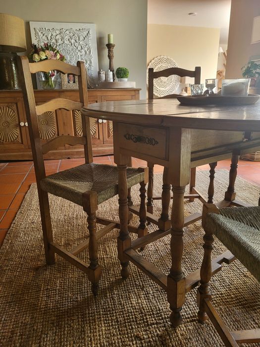 mesa e 4 cadeiras, dobravel, refeições, rustico