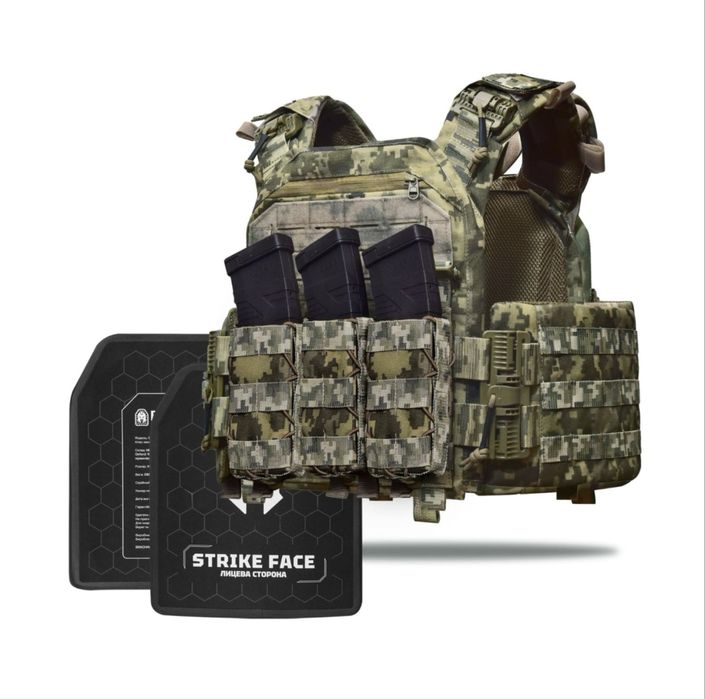 Бронежилети: керамічні плити 6клас захисту, плитоноска та підсумки АК.