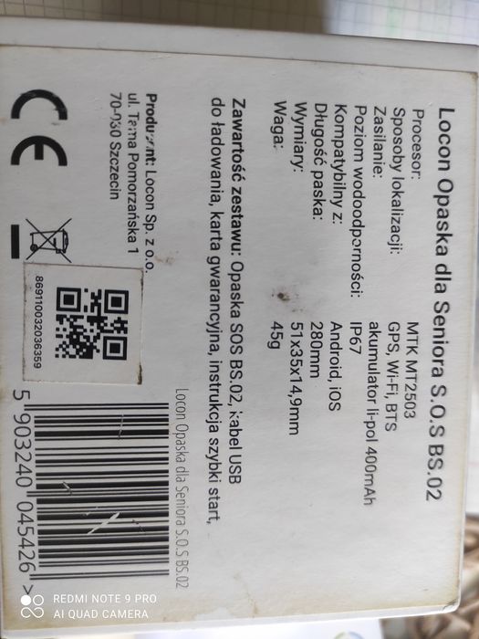 Opaska Locon SOS lokalizator dla bliskich BS.02 - nowy, nieużywany