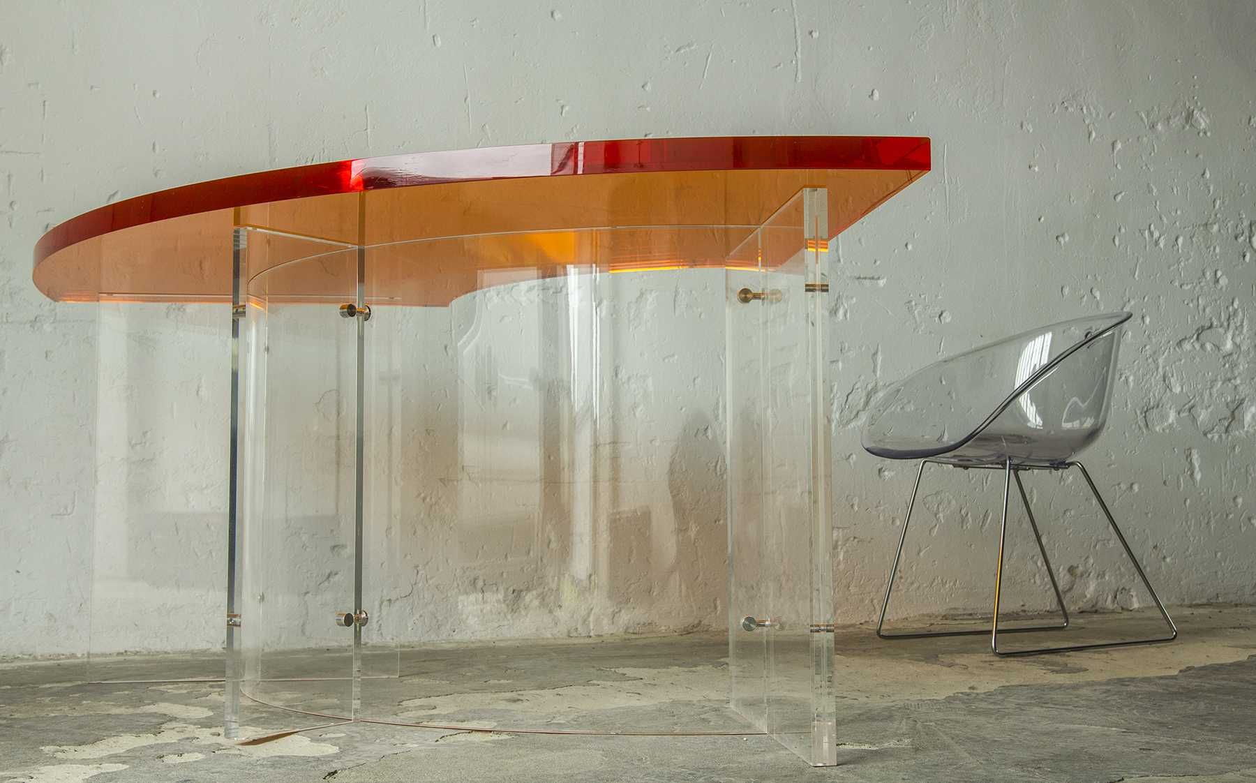 Biurko akrylowe vintage design lata 60 70 plexi pleksi pleksa