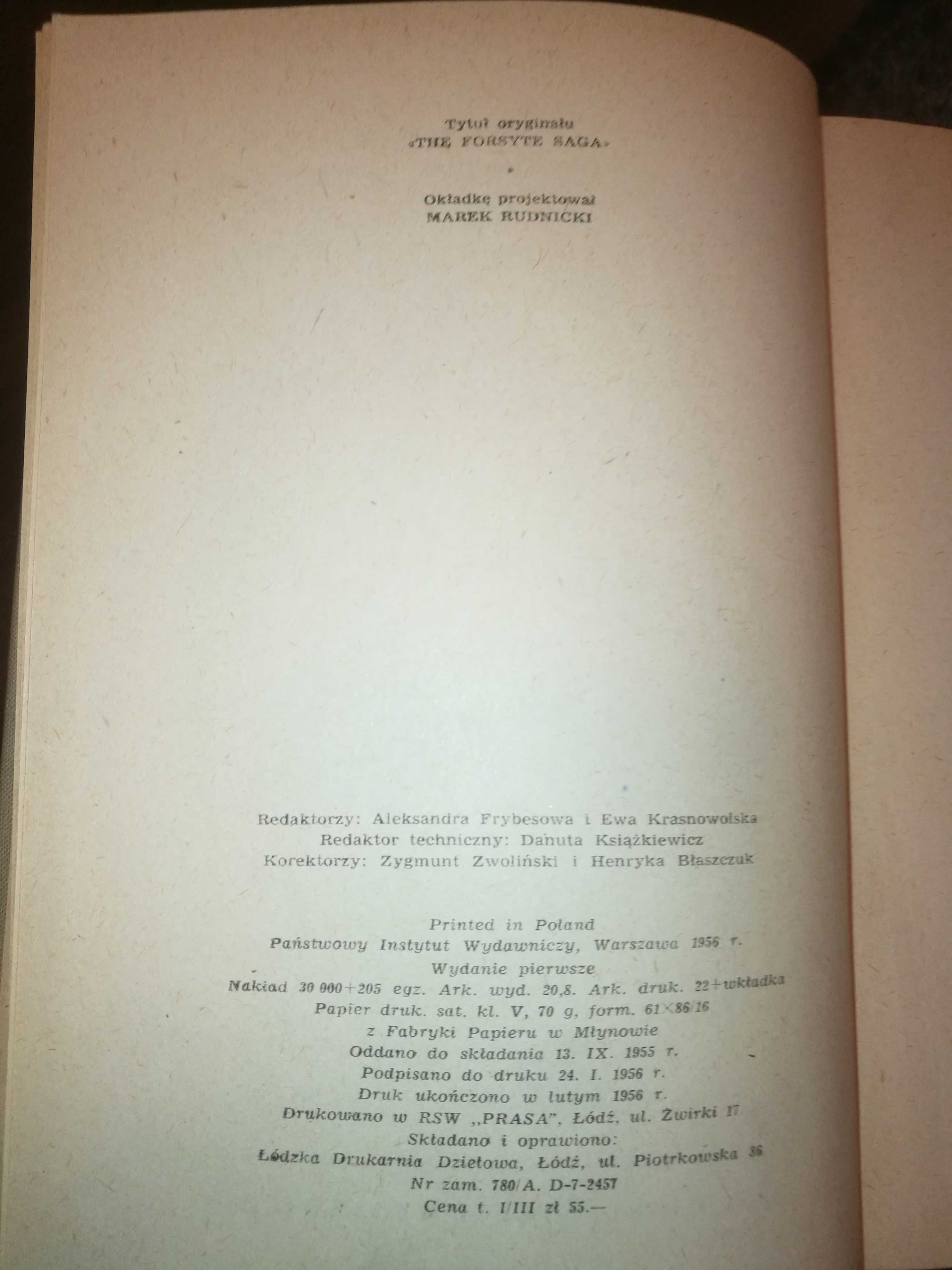 Książki, 3 tomy Saga Rodu Forsyte'ów  John Galsworthy rok wyd. 1956
