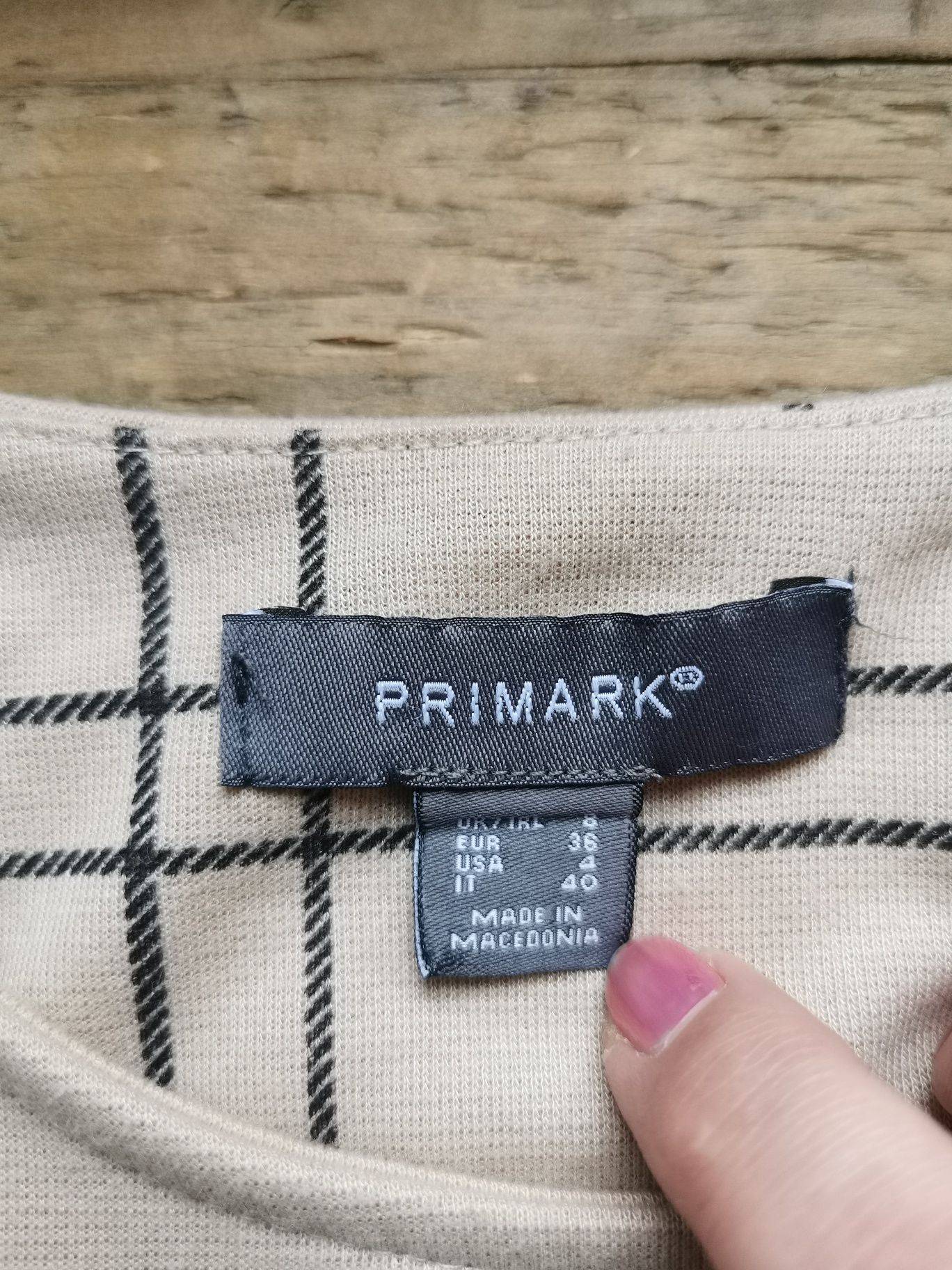 Beżowa sukienka w kratkę Primark, rozmiar 36