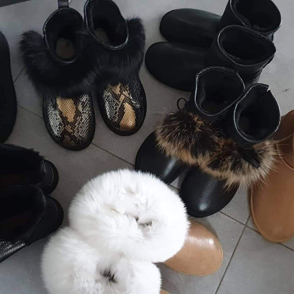Buty damskie śniegowce naturalne futerko z jenota