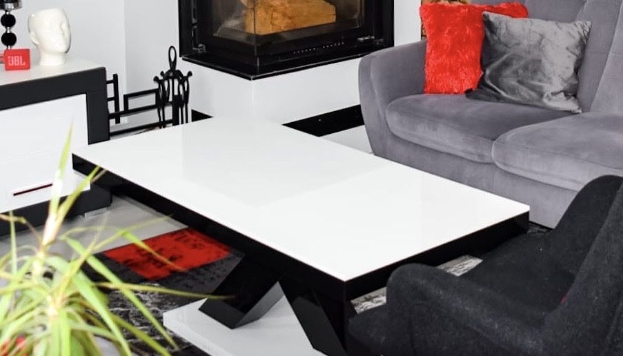 Stolik kawowy biało czarny