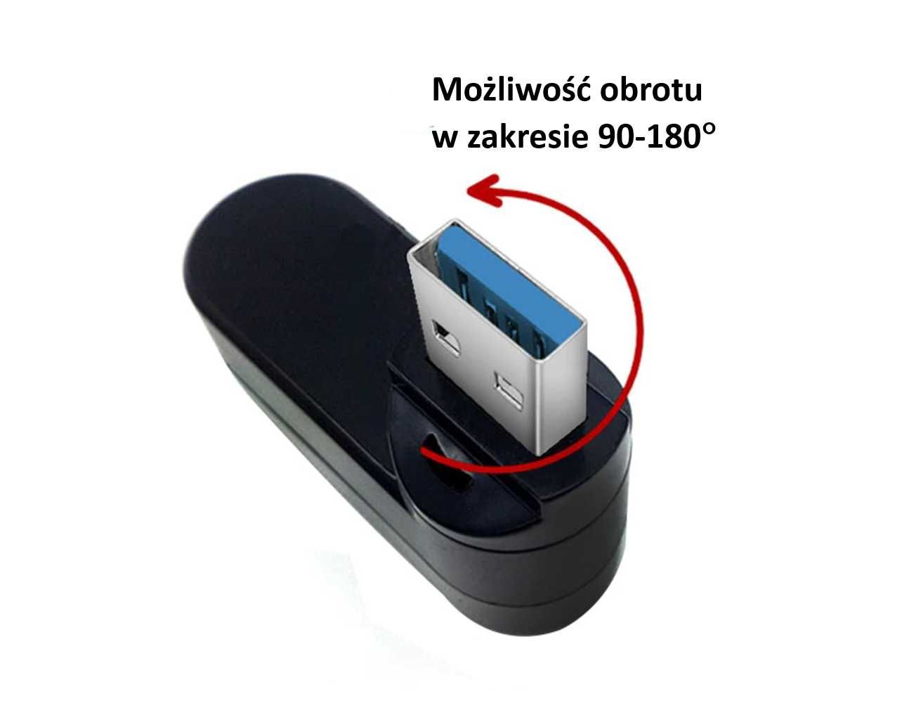 Mini HUB USB rozdzielacz 3xUSB 2.0 obrotowy