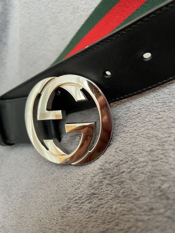 Реміно Gucci (с пряжклю GG та оздоблення Web)