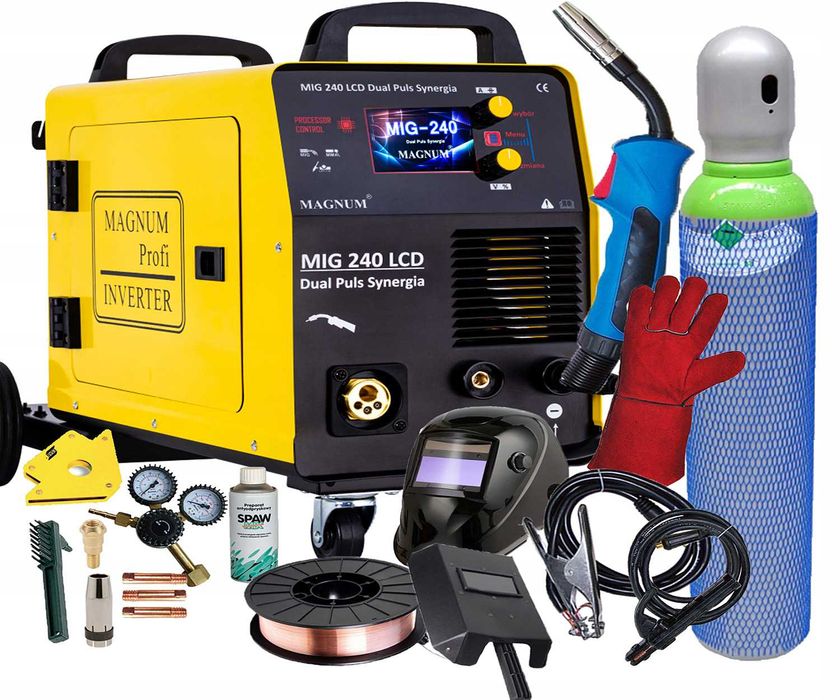 Spawarka Migomat Magnum 240 lcd Dual Puls Synergia Aluminium 240A
