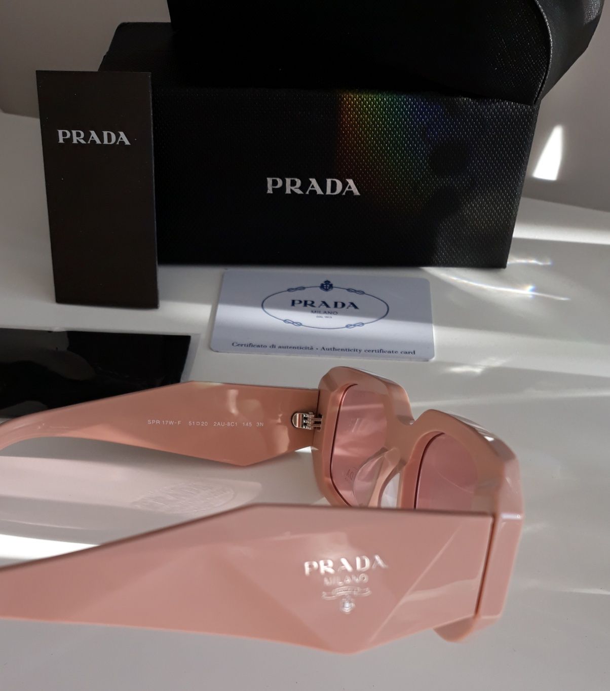 Okulary przeciwsłoneczne Prada różowe jakość Premium nowe