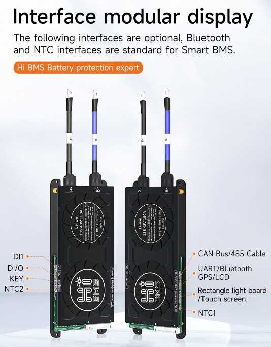 Smart BMS з блютуз модулем 16S 48V 30A (для LiFePO4)