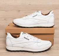 Стильные мужские кожаные кроссовки reebok classic white pearl 002elite