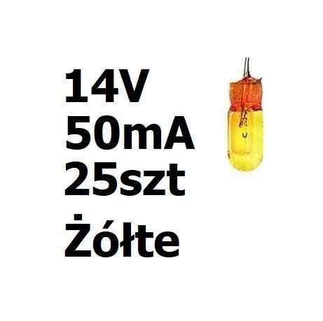 Żarówka miniaturowa żółta 3x7mm 14V 50mA 25szt