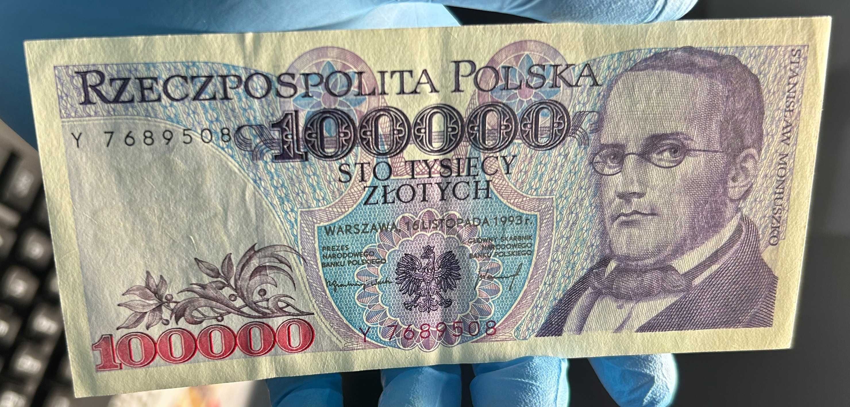 100 000 zł, 1993 rok, Seria: Y (rzadsza), stan 2