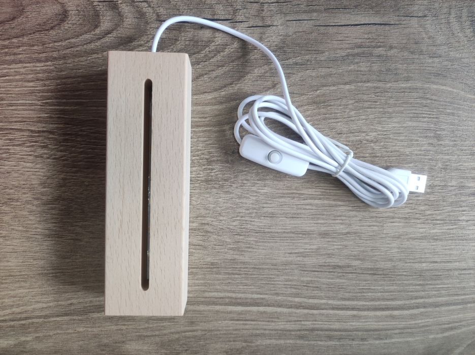 Lampka LED USB drewniany klocek nowa