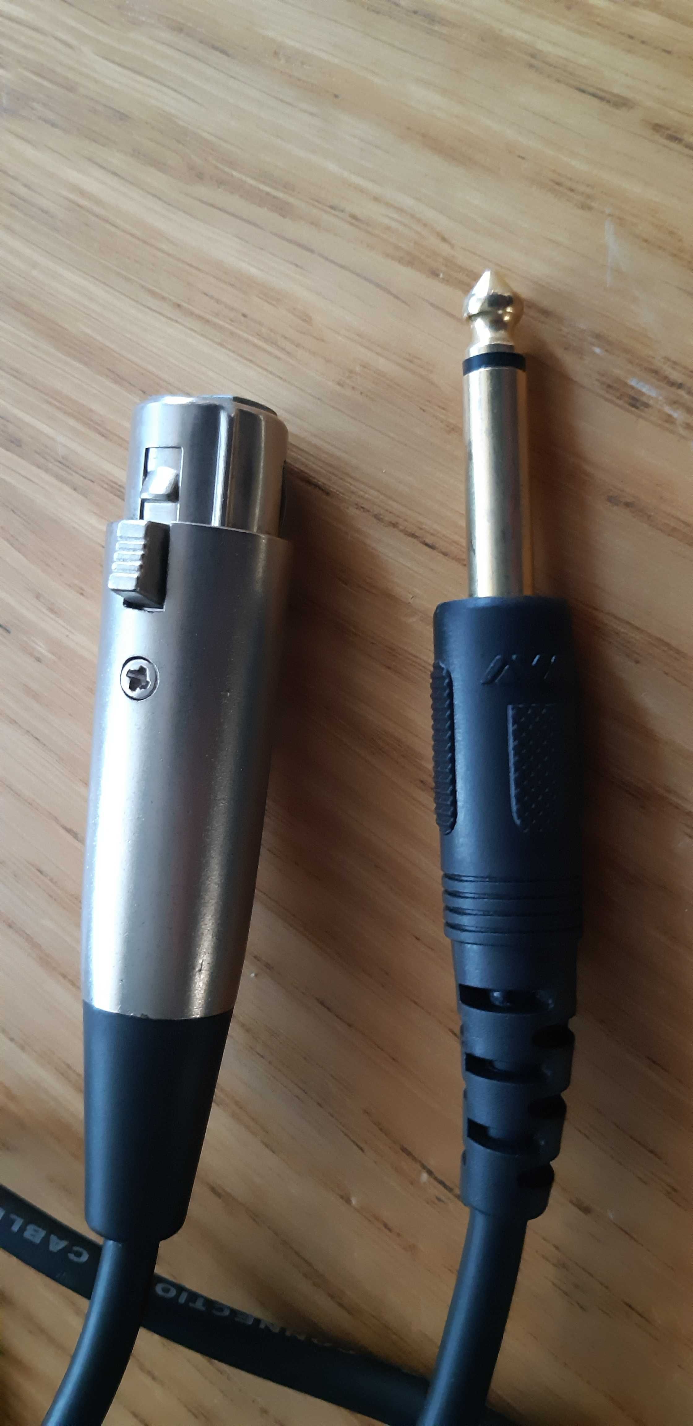 Kabel mikrofonowy XLR żeński Jack 6,3mm, mono 3,8m