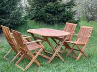 zestaw mebli drewnianych akacjowych na taras do ogrodu stół 4 krzesła
