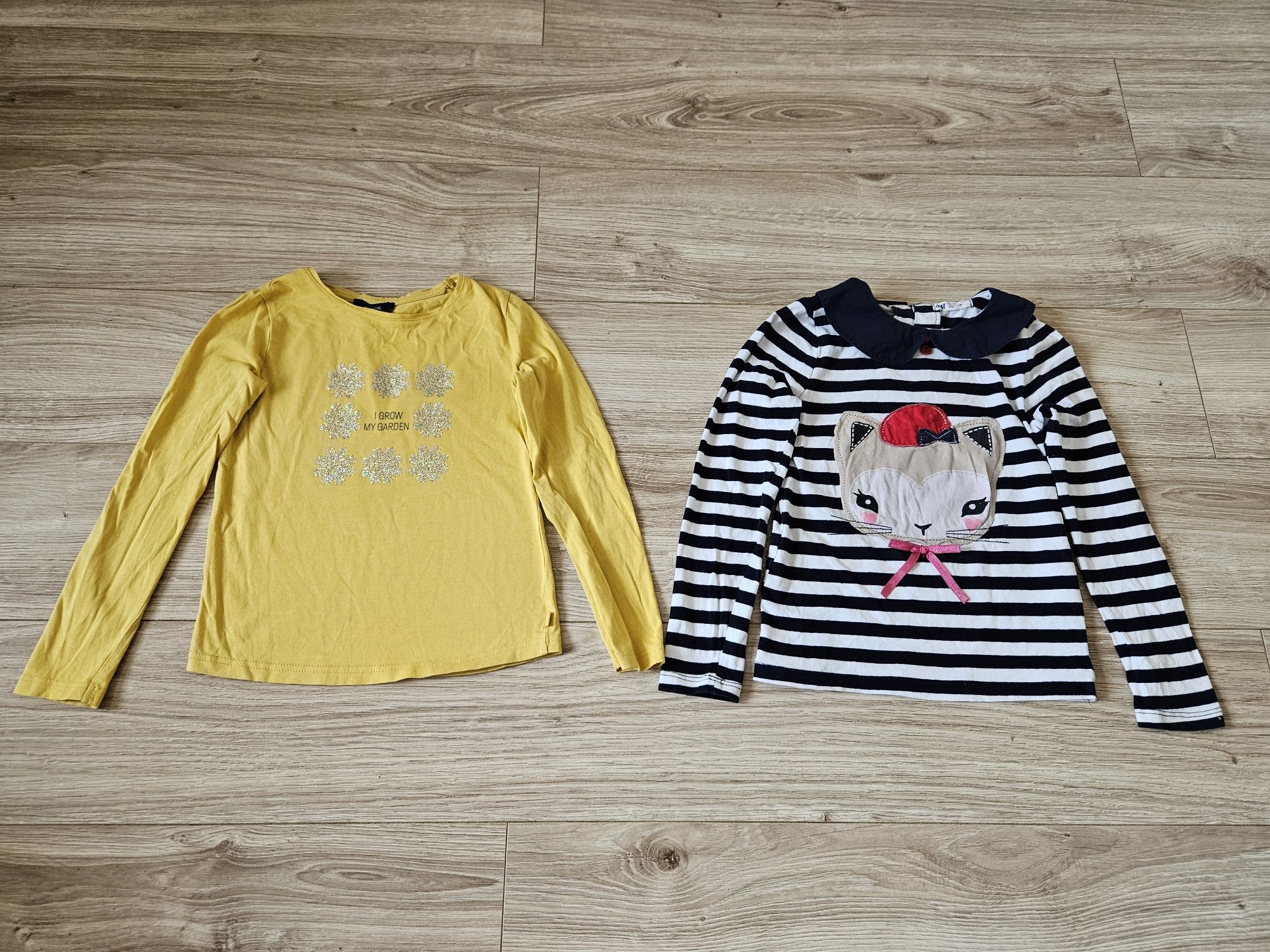 Zestaw 2szt dwupak bluzka z długim rękawem h&m okaidi z aplikacjami