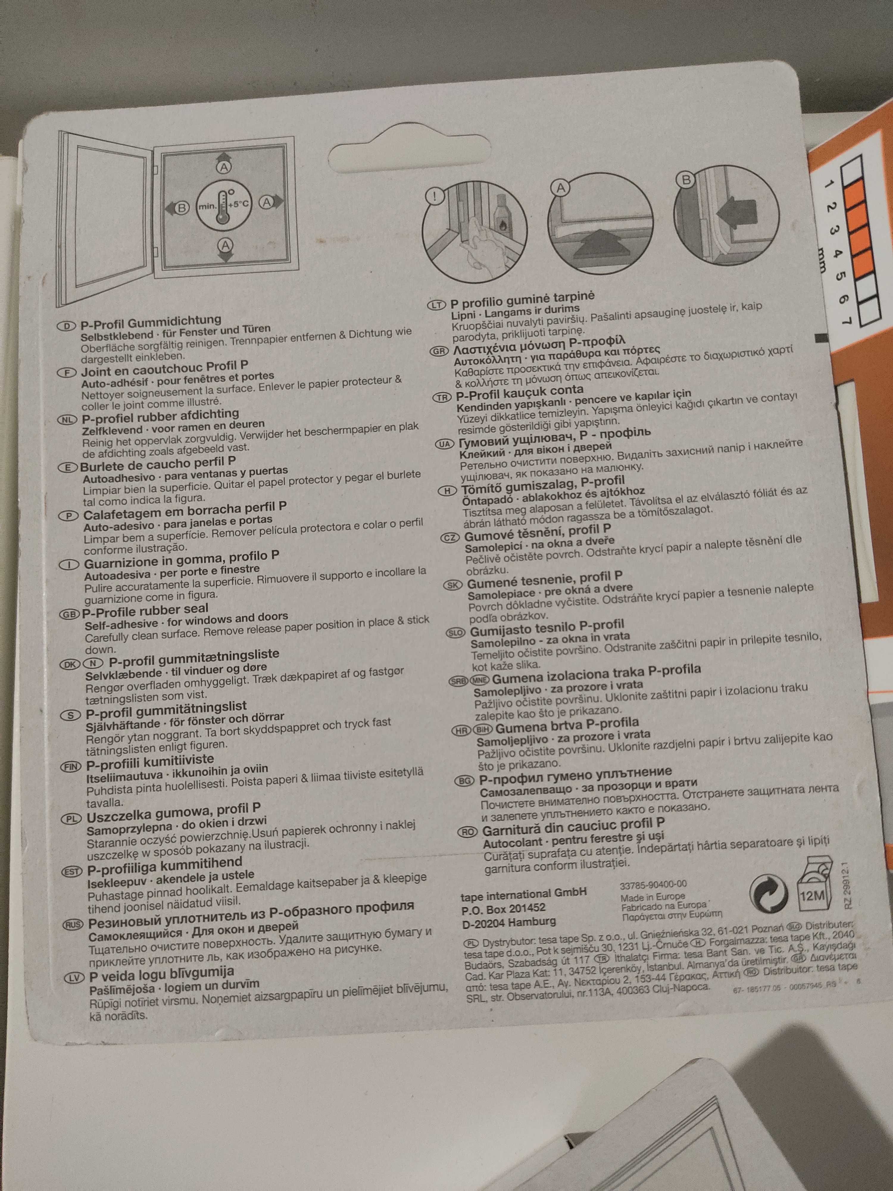 Uszczelka gumowa Profil P, 6 m-9 mm, biała TESA