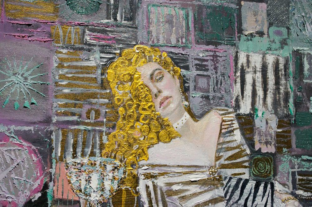 картина  " girl in dandelions " 110-100см