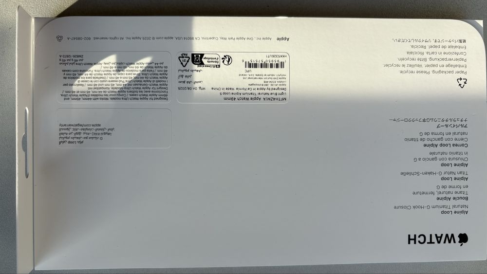 Pasek Apple Watch Light Blue Natural Titanium Alpine Loop 49 mm