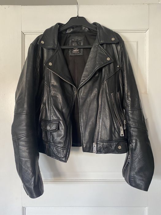 Casaco biker cabedal pele zara