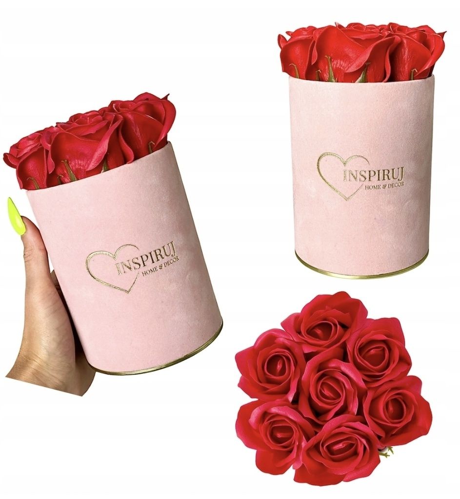 Wieczna róża 7szt Bukiet kwiaty mydlane prezent + pudełko