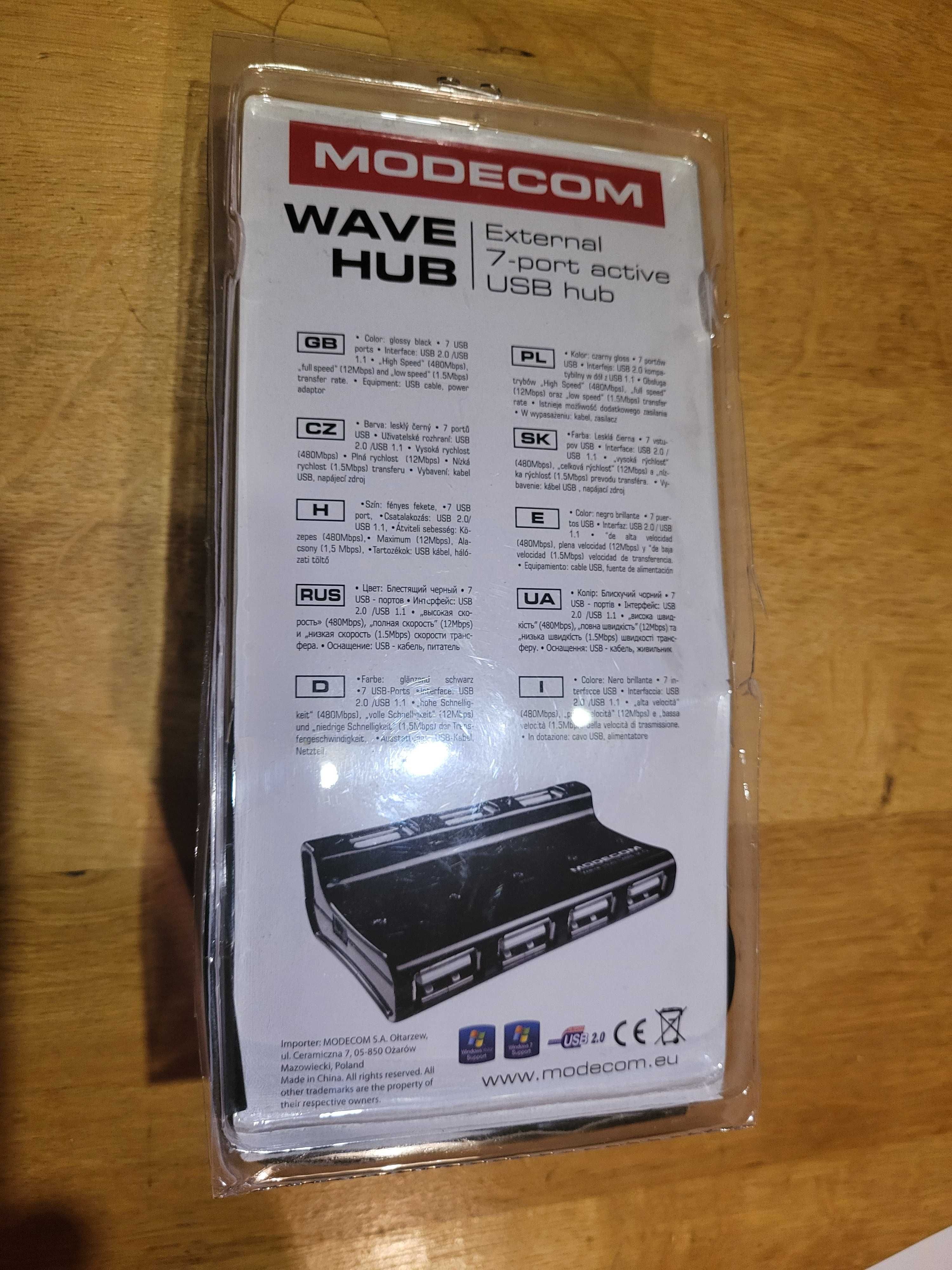 MODECOM WAVE HUB to zewnętrzny 7-portowy aktywny hub USB