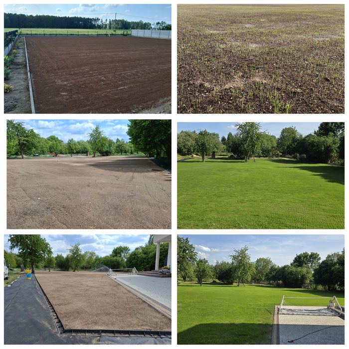 Zakładanie trawnika równanie terenu glebogryzarka kosiarka nawodnienia