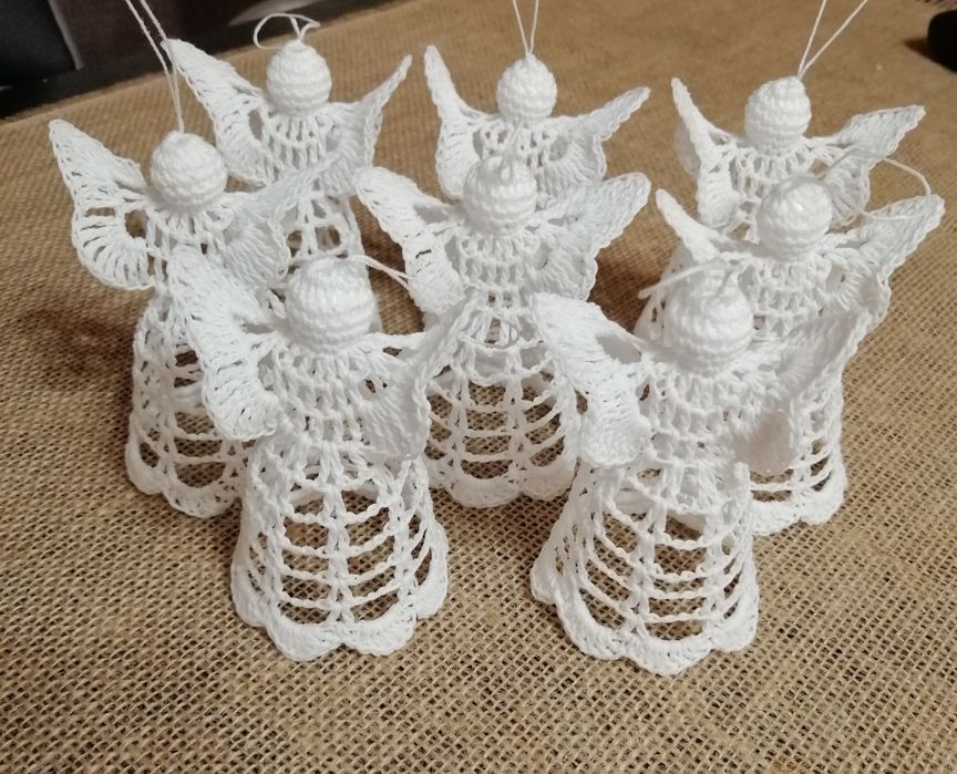 Aniołki szydełkowe 6 szt Komplet Boże Narodzenie